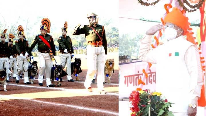 राज्यपाल श्री मंगुभाई पटेल ने राज्य-स्तरीय समारोह में राष्ट्र ध्वज फहराया